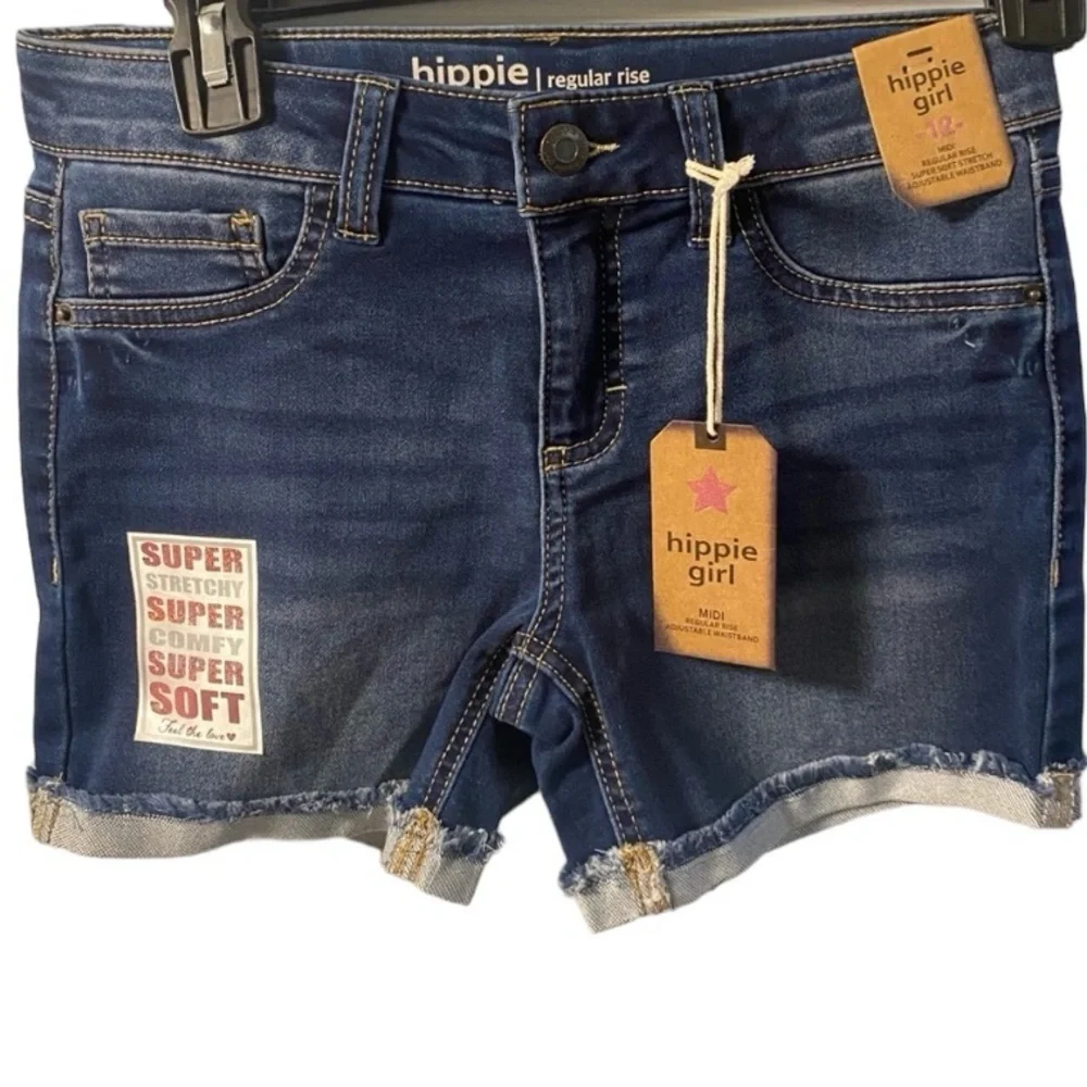 Hippie Girl Midi‎ Jean Shorts Regular Rise Super Soft Stretch Adjustable Waist